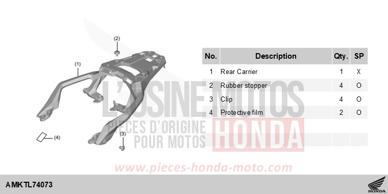 KIT,RR CARRIER (AL) *NH460M* de Forza 750 MAT WARM ASH METALLIC (YR386) 2025